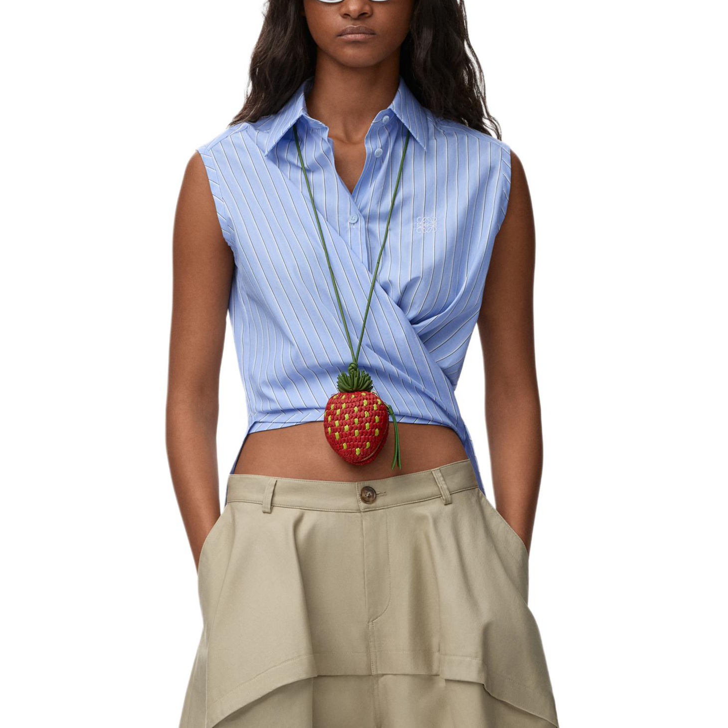Женская рубашка LOEWE SS26 (сине-белая) — фото 3