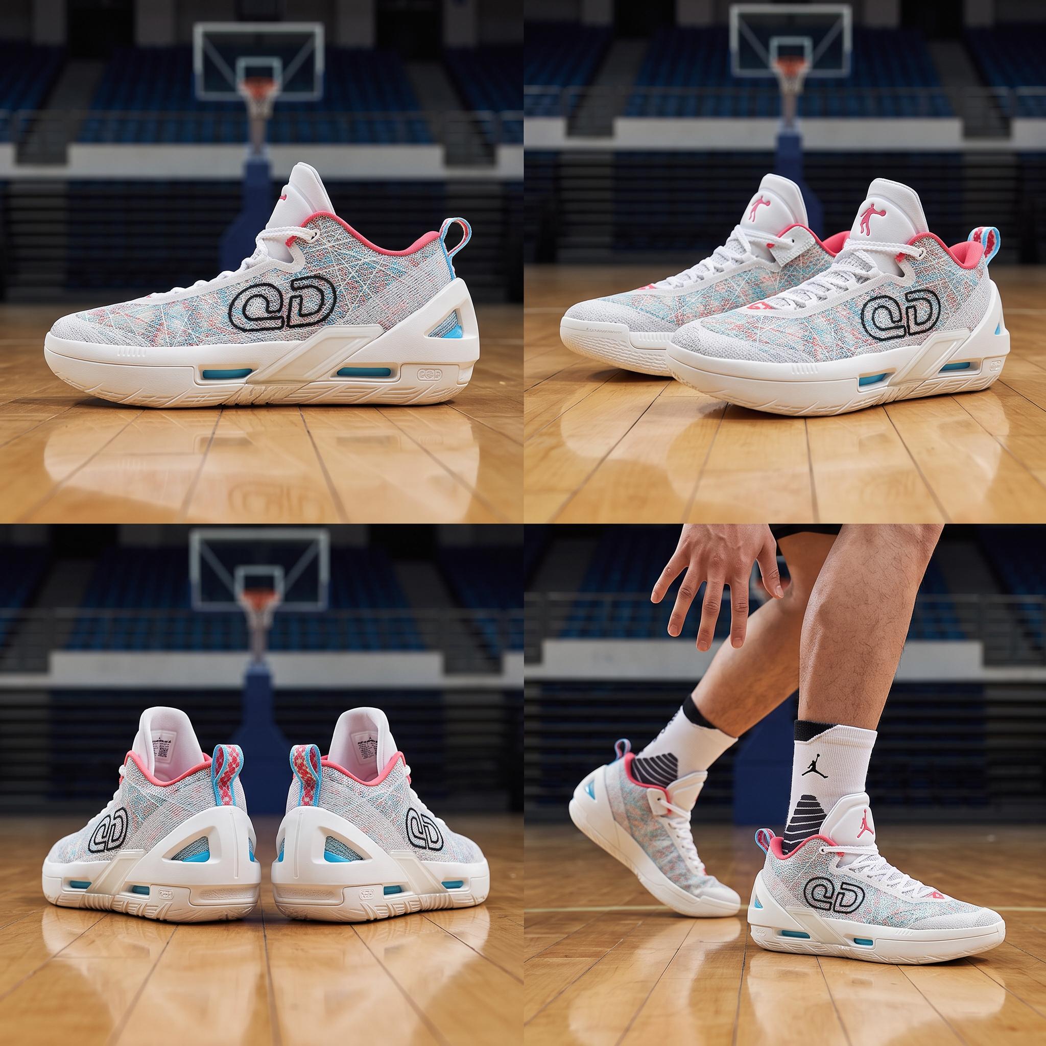 QIAODAN Low top Basketball Shoes Men's White Blue